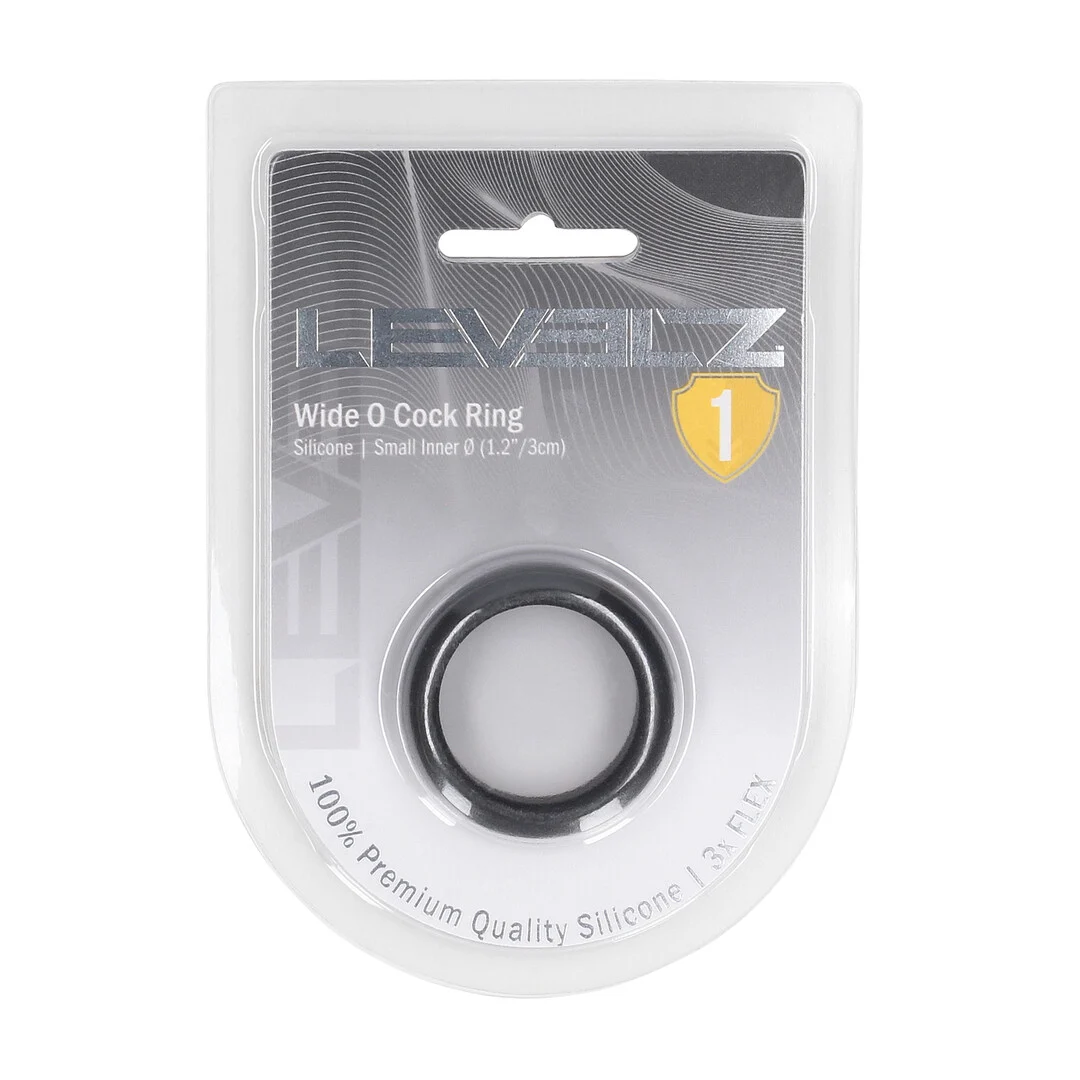 Anneau pénien en silicone Levelz Wide O noir – Image 1