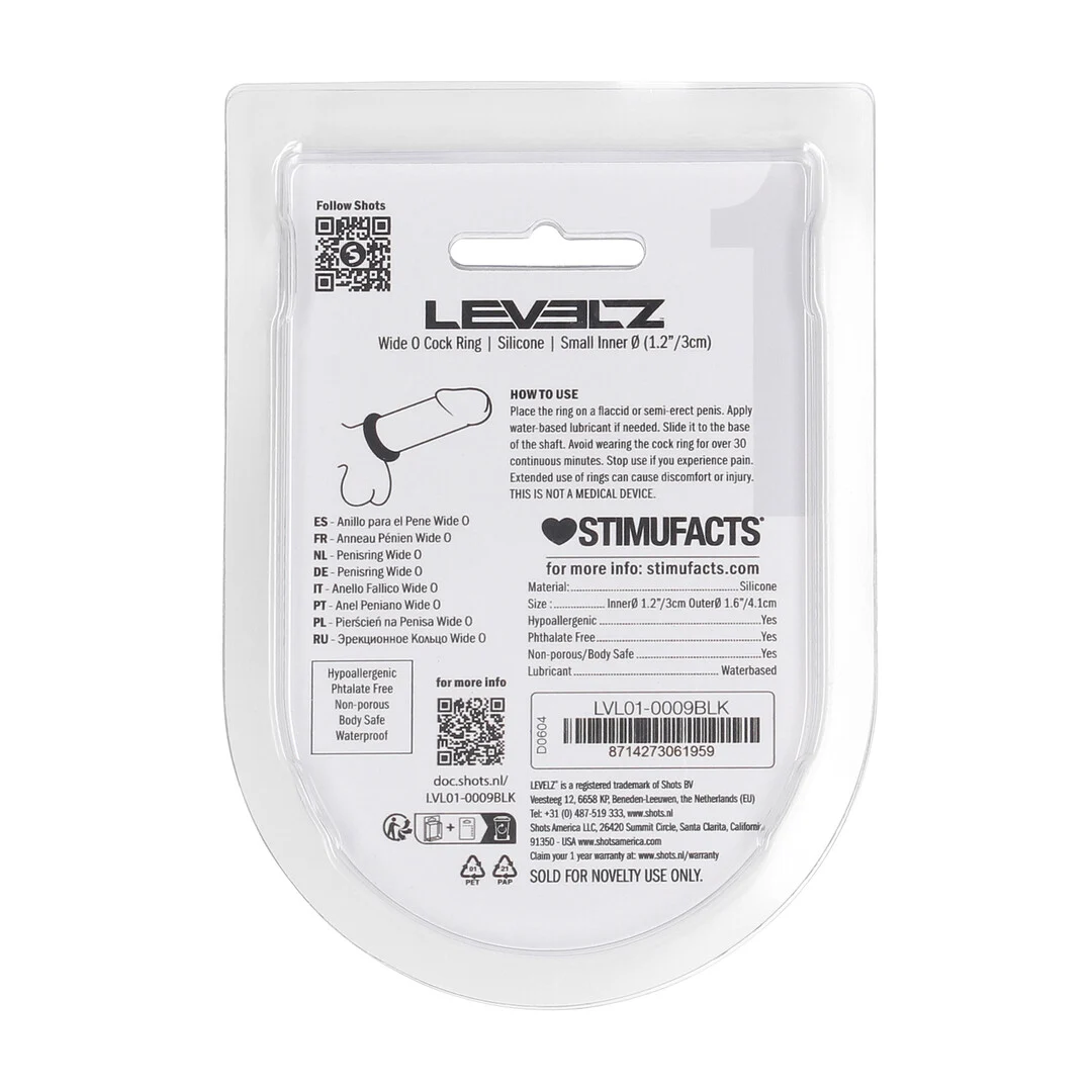 Anneau pénien en silicone Levelz Wide O noir – Image 2