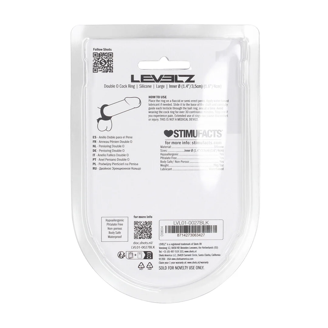 Anneau pénien en silicone Levelz Double O, noir – Image 2