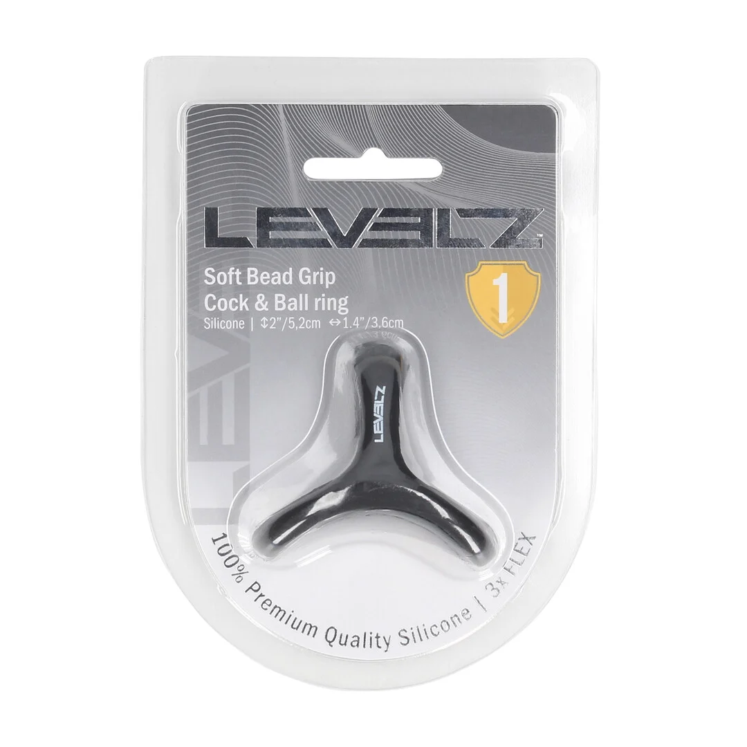 LVL01-0032BLK-2 Anneau pénien et testiculaire en silicone Levelz Tri O – Image 1