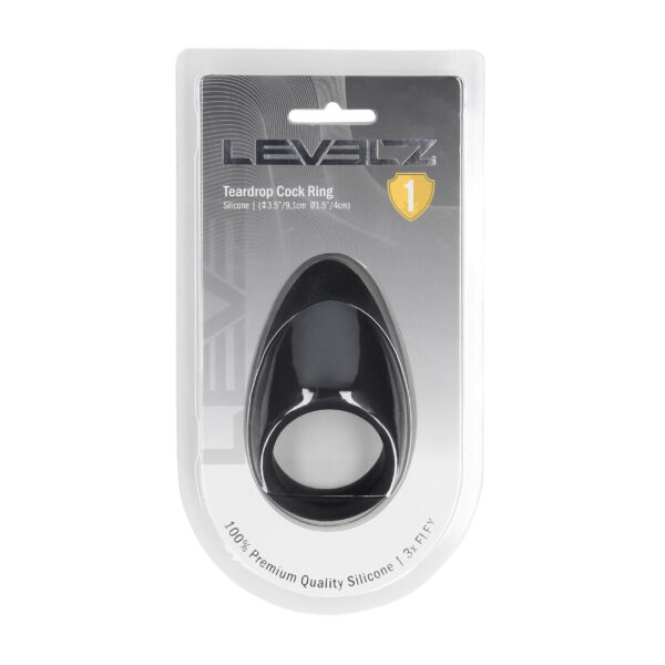 Cockring en silicone Levelz en forme de goutte, noir