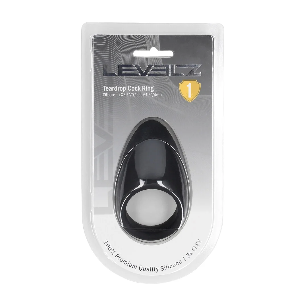 LVL01-0036BLK-2 Cockring en silicone Levelz en forme de goutte, noir – Image 1