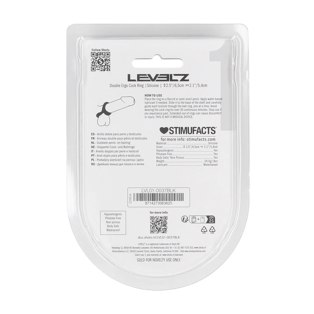 Cockring en silicone Levelz Double Ergo noir – Image 2