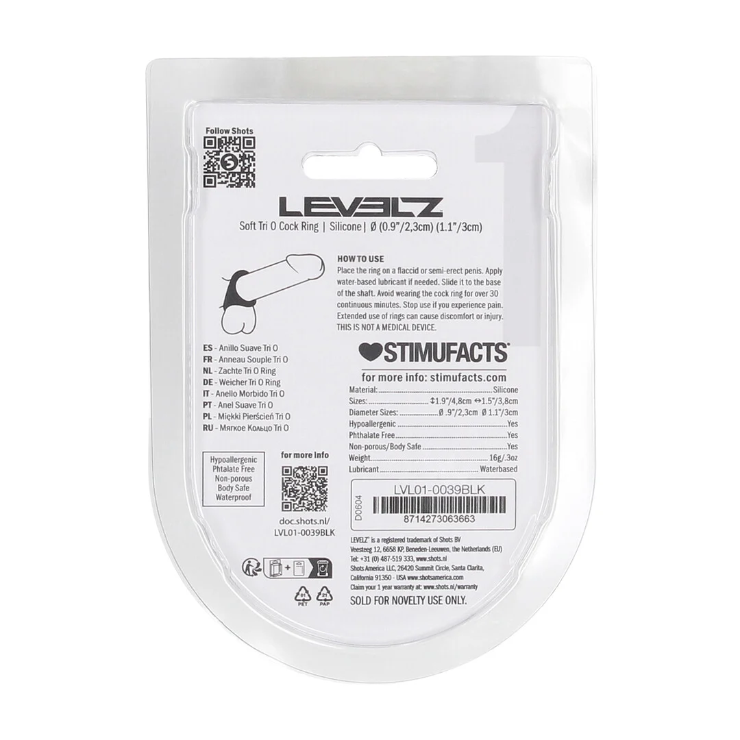Cockring en silicone Levelz Tri O noir – Image 2
