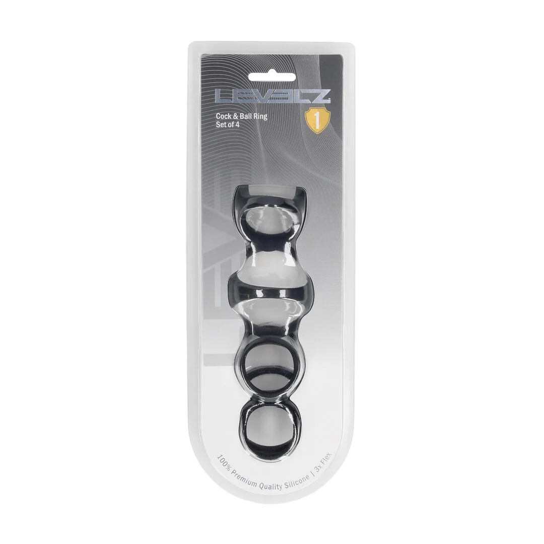 LVL01-0043BLK-2 Set d’anneaux pénien et testiculaire en silicone Levelz – Image 1