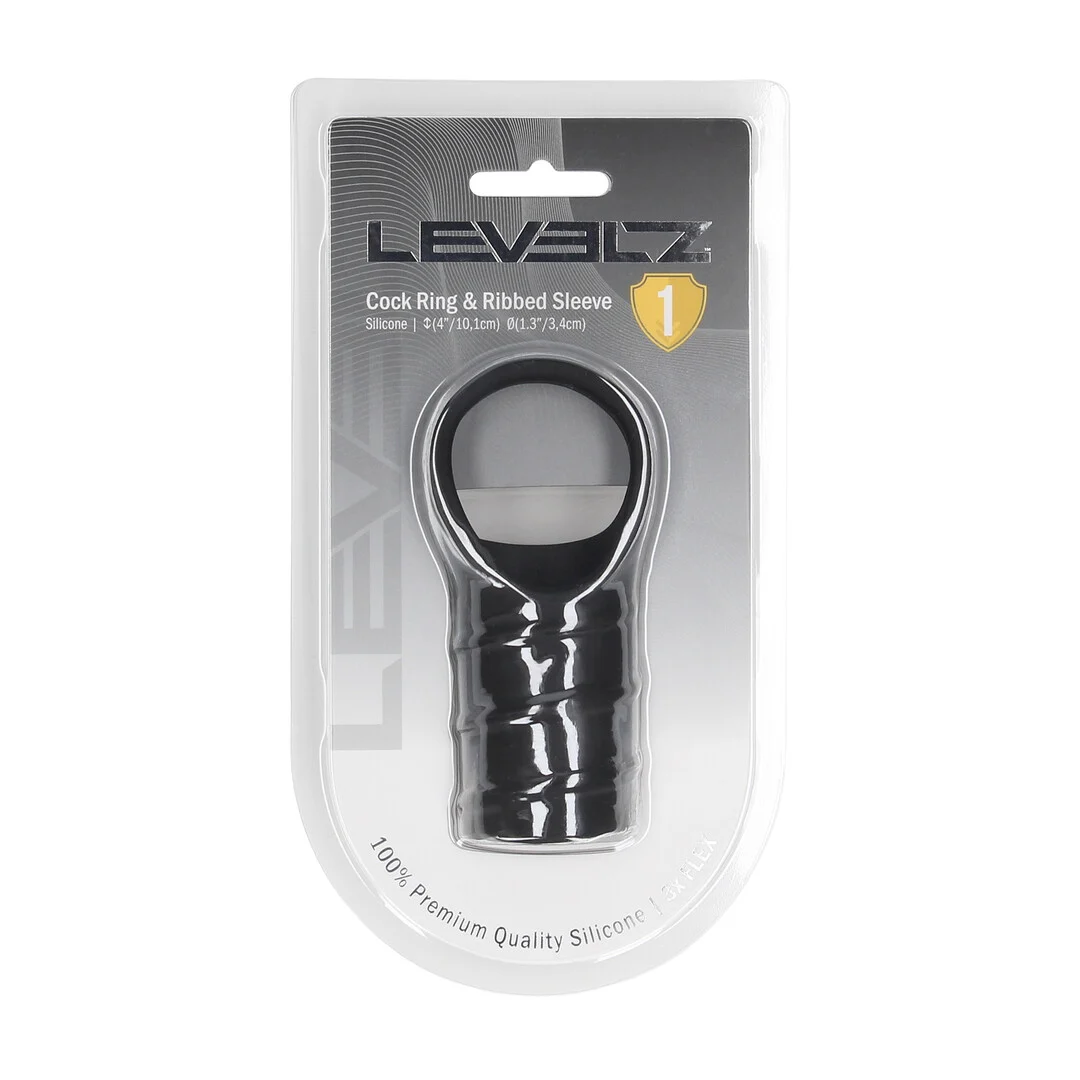 Cockring en silicone et gaine nervurée noire Levelz by Shots – Image 1