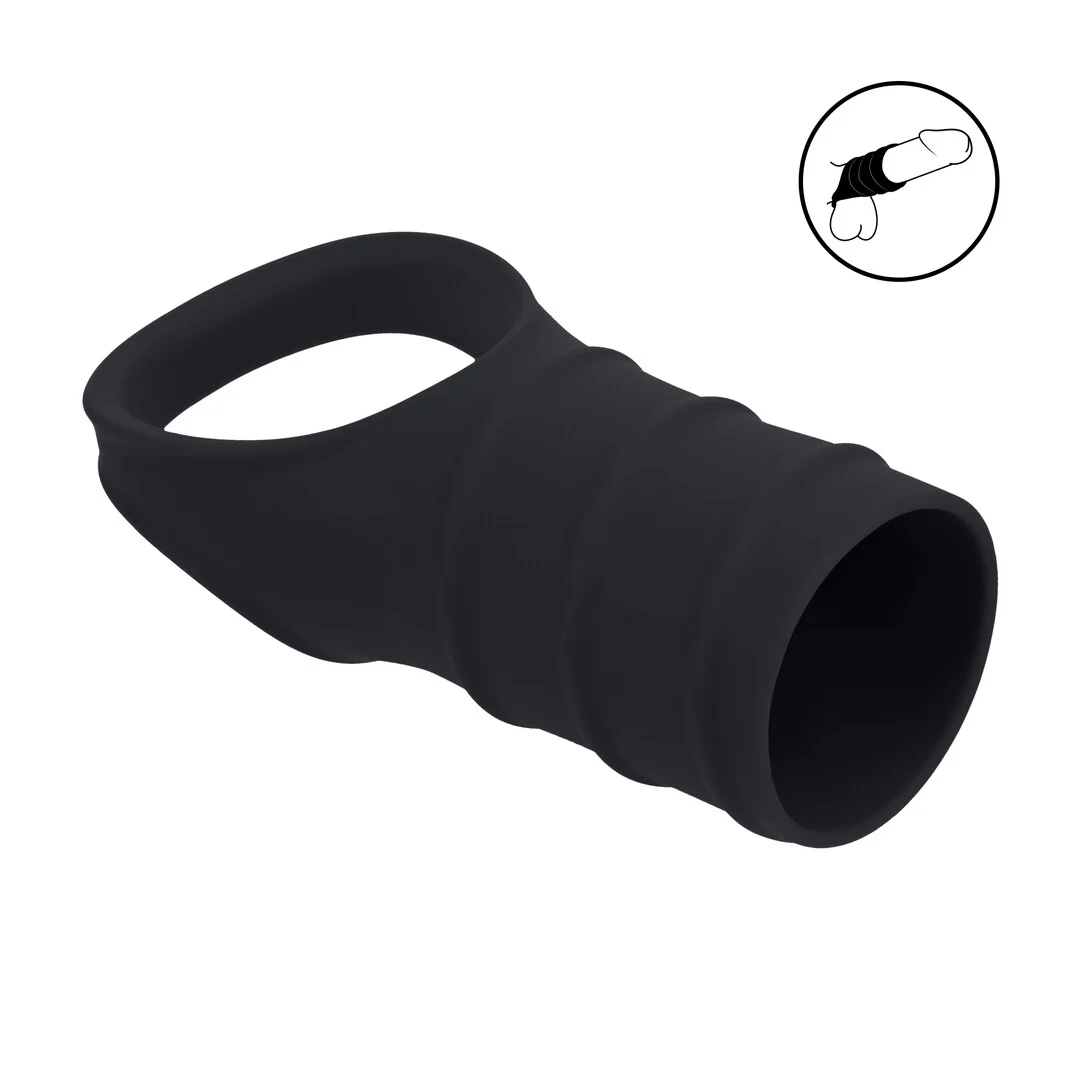 Cockring en silicone et gaine nervurée noire Levelz by Shots – Image 6