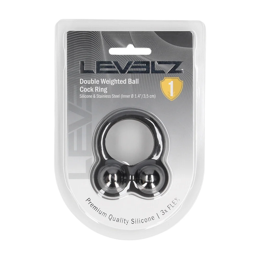 LVL01-0051BLK-2 Double bague pénienne lestée Levelz en silicone liquide – Image 1