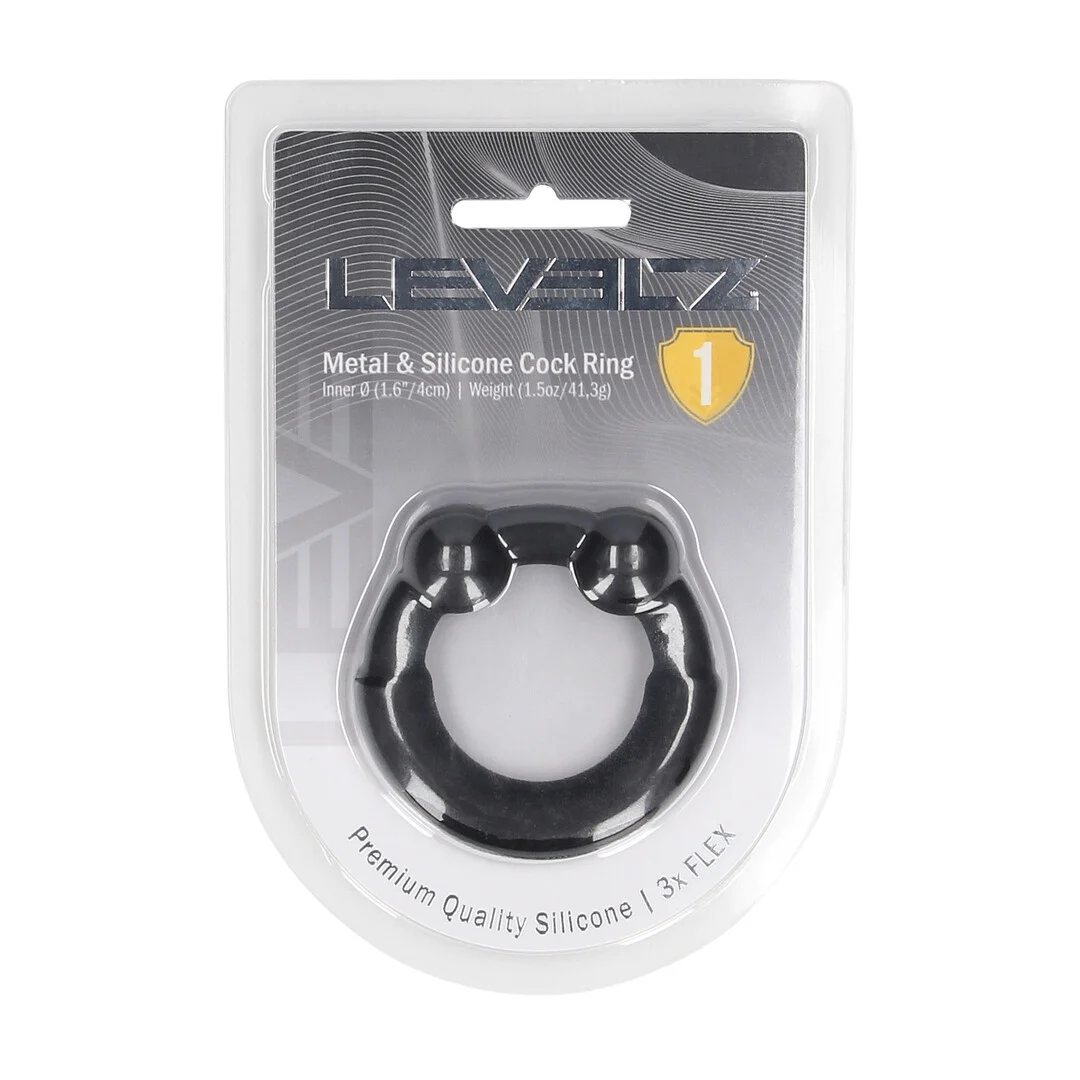 LVL01-0055BLK-2 Cockring Levelz en métal et silicone – Image 1