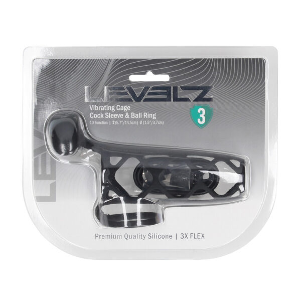 Manchon vibrant pour pénis Levelz by Shots avec anneau pour testicules, noir