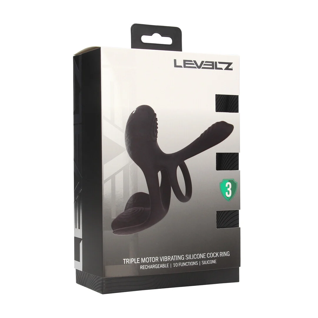 Cockring vibrant en silicone Levelz à trois moteurs – Image 1