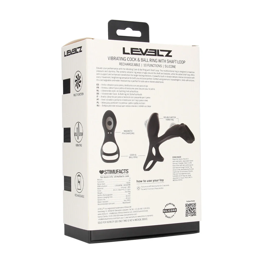 Anneau vibrant en silicone Levelz pour pénis et testicules avec boucle pour la base – Image 2