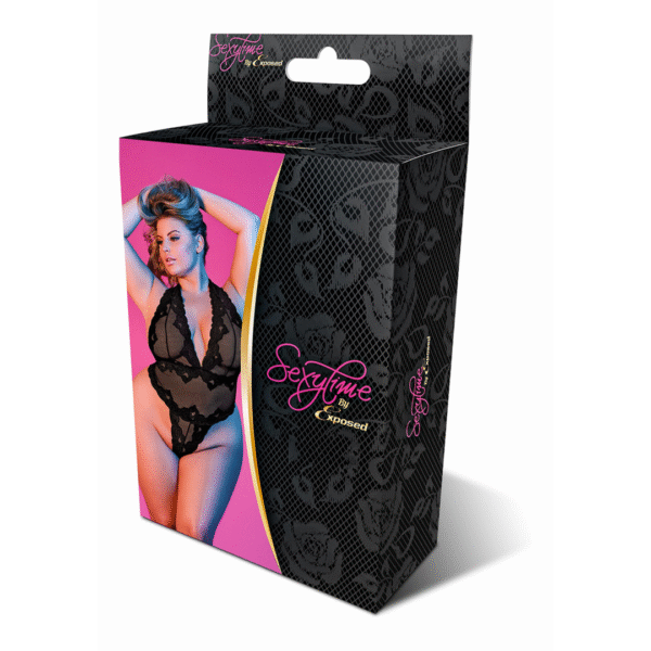 Body dos nu en dentelle, décolleté plongeant en V et string pour un look sensuel – Exposed