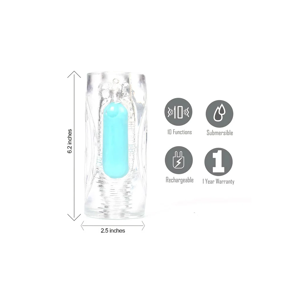 Étui masturbateur vibrant à 10 niveaux – CLEAR – Image 2