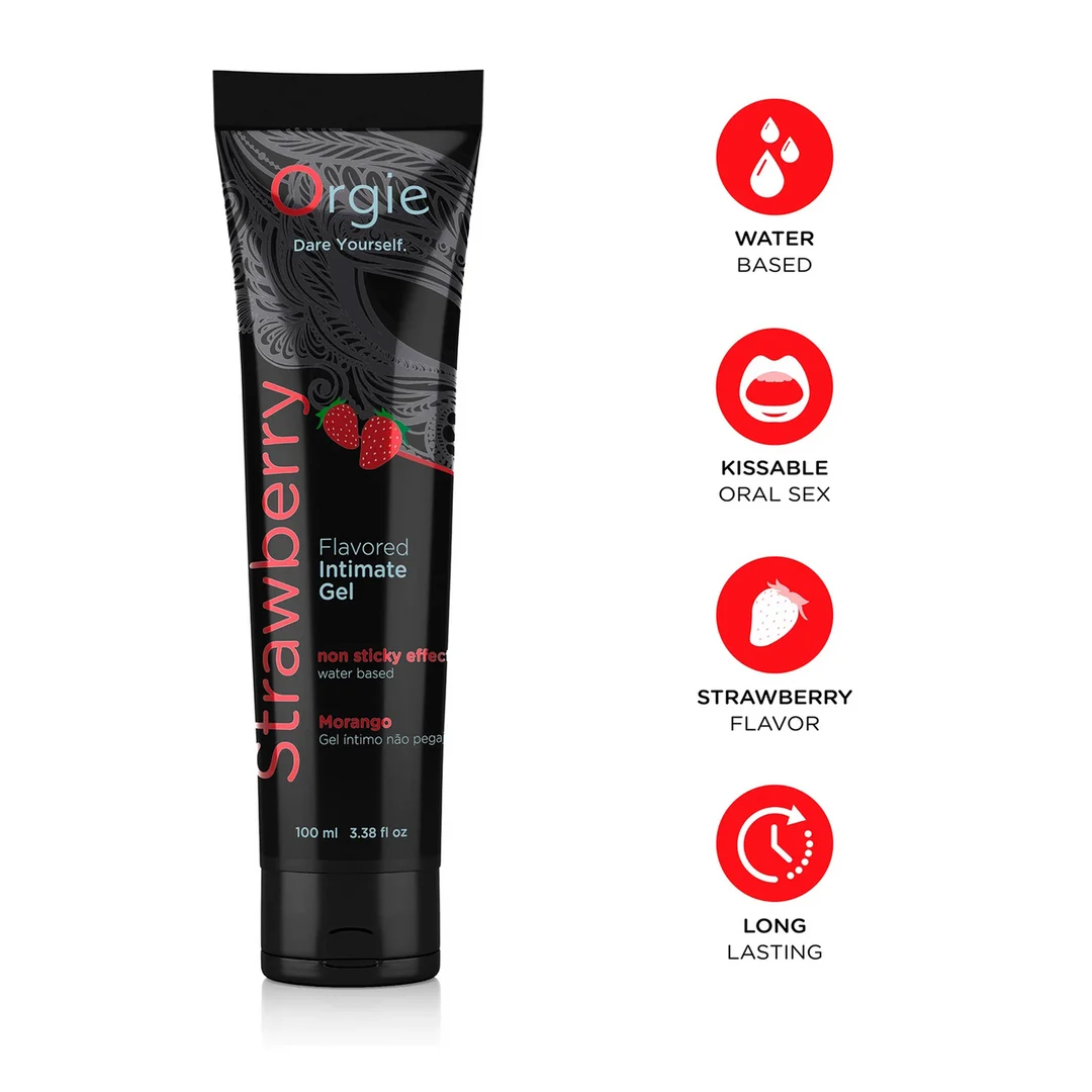 OR-21104-11 Orgie Lube Tube lubrifiant à base d’eau saveur fraise, 100 ml – Image 1