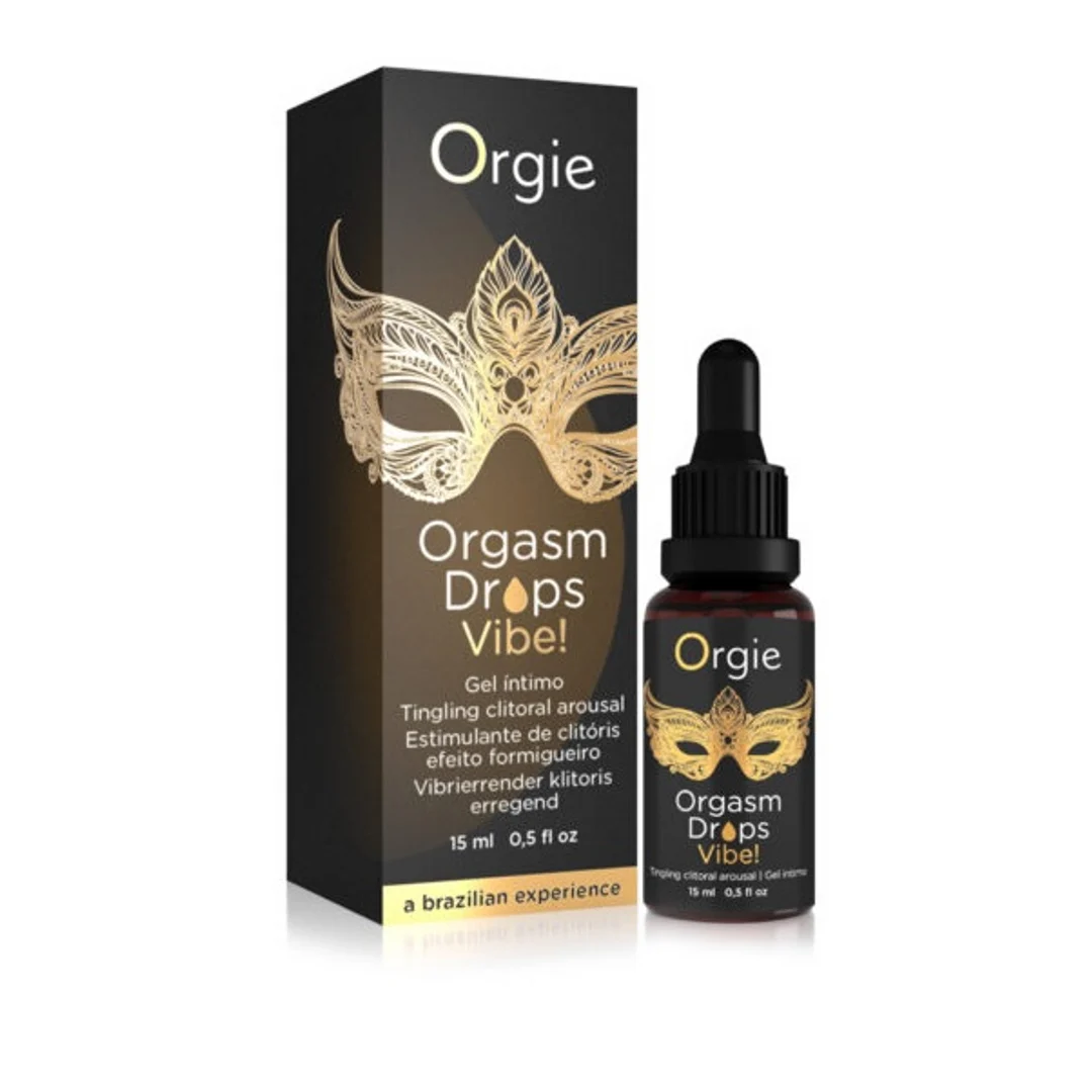 OR-51652-2 Gouttes stimulantes Orgie Orgasm Drops Vibe!, pêche, 15 ml – Image 1