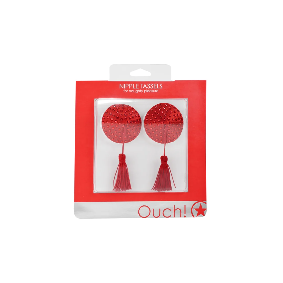 OU030RED-2 Pampilles pour tétons pour jeux de rôle et lingerie sexy avec ruban adhésif autocollant – Ouch! – Image 1