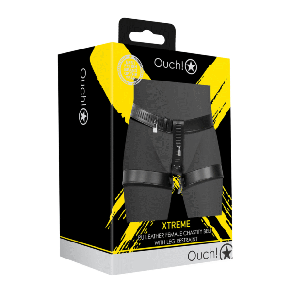 Ceinture de chasteté noire avec restriction des jambes