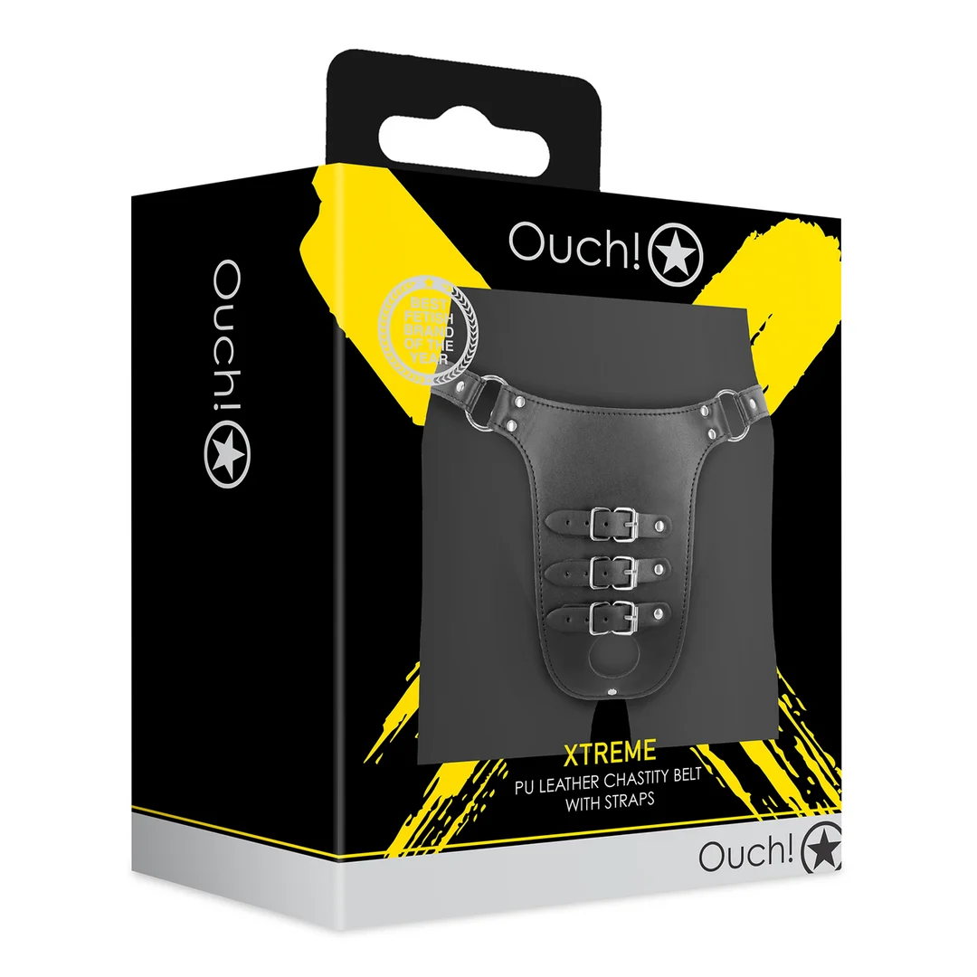 Ceinture de chasteté Ouch! en cuir PU avec sangles