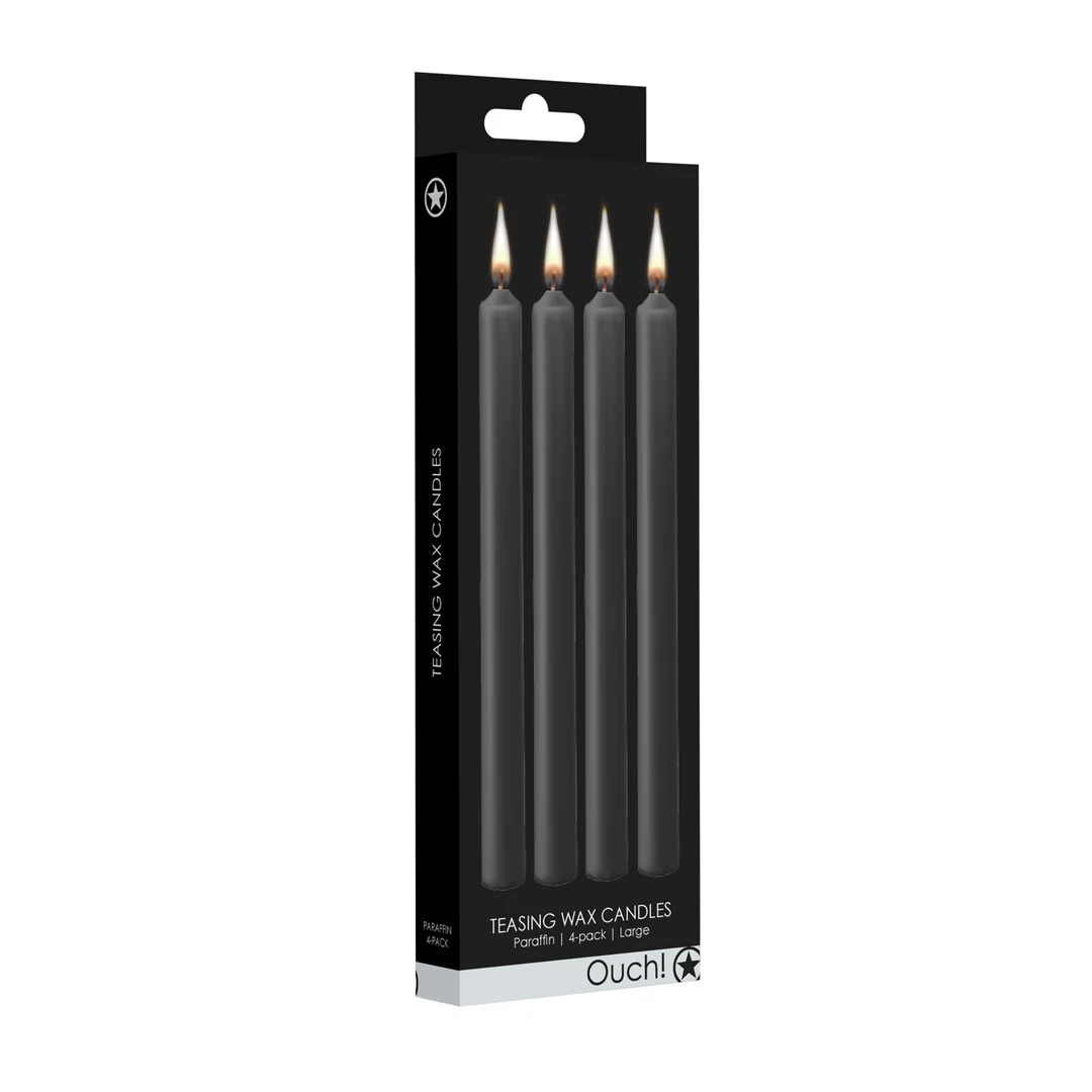 Bougies de cire Ouch!, 4 pièces, grand format, noires – Image 1