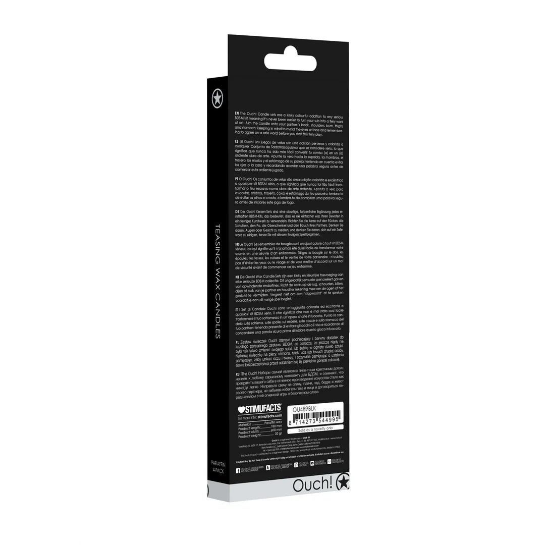 Bougies de cire Ouch!, 4 pièces, grand format, noires – Image 2