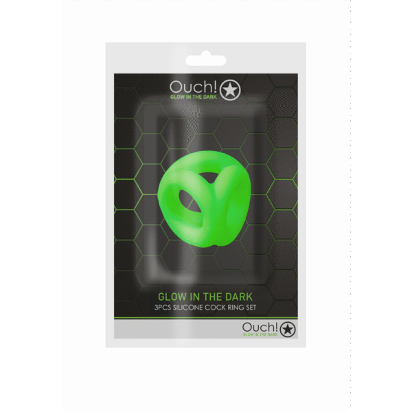 Cockring Ouch! Glow in the Dark avec sangle pour testicules
