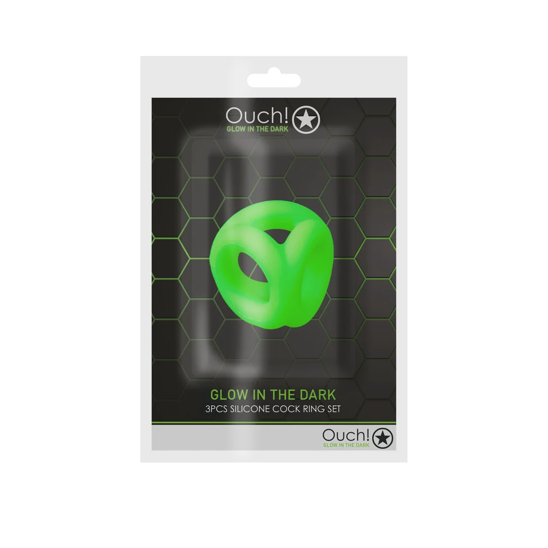 Cockring Ouch! Glow in the Dark avec sangle pour testicules – Image 1