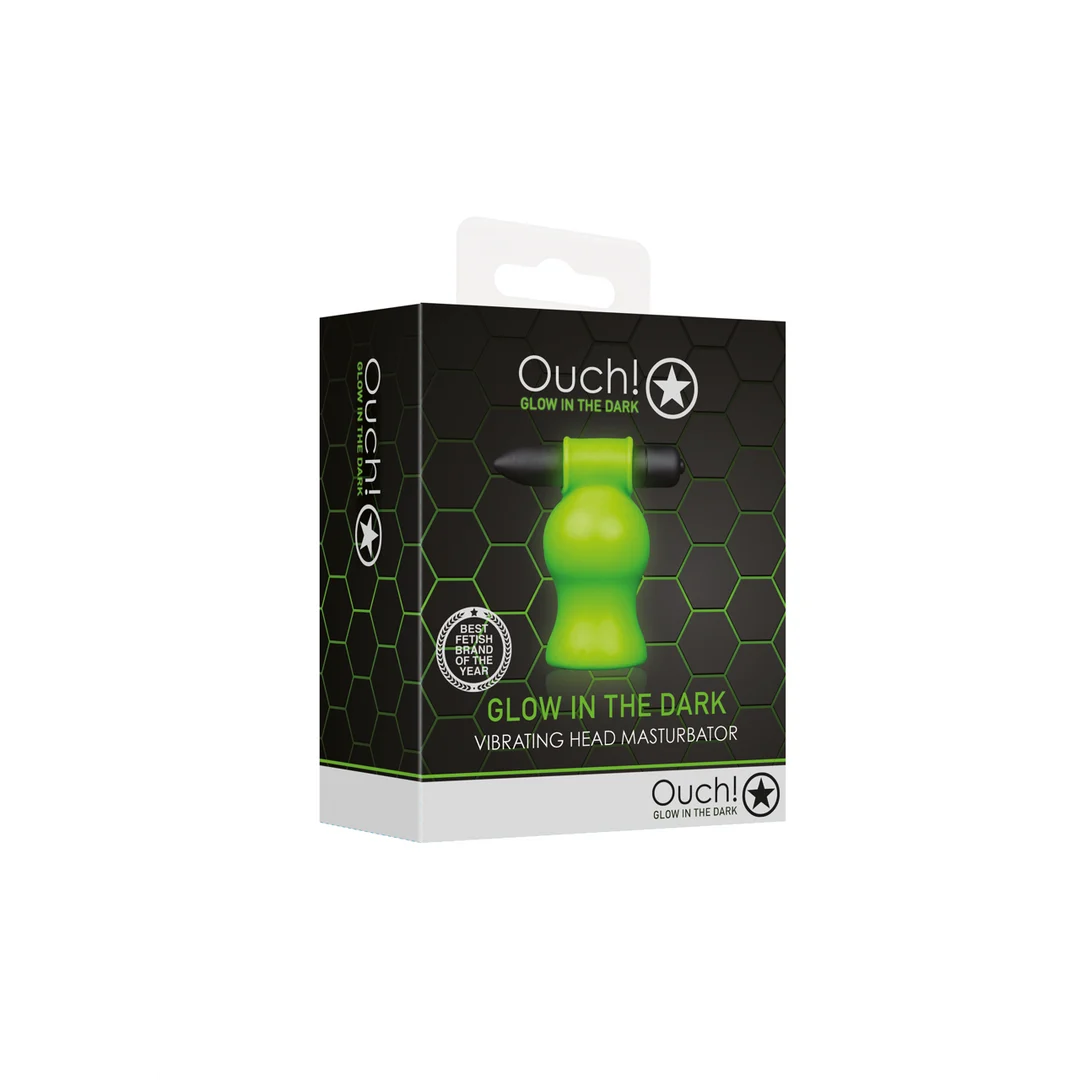 Masturbateur vibrant Ouch! Glow in the Dark avec tête vibrante
