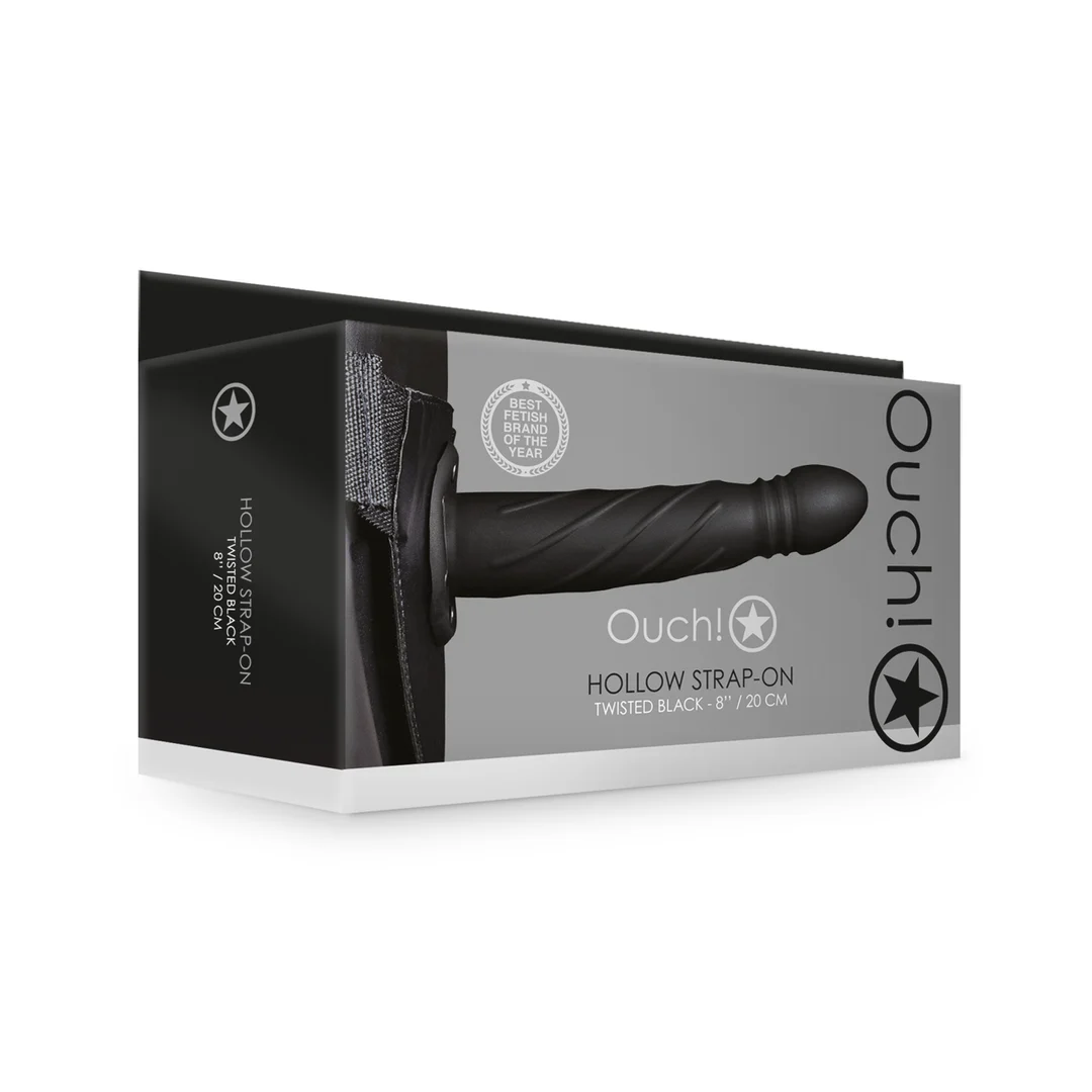 OU814BLK-2 Ouch! Twisted Hollow Strap On 20 cm noir – Image 1