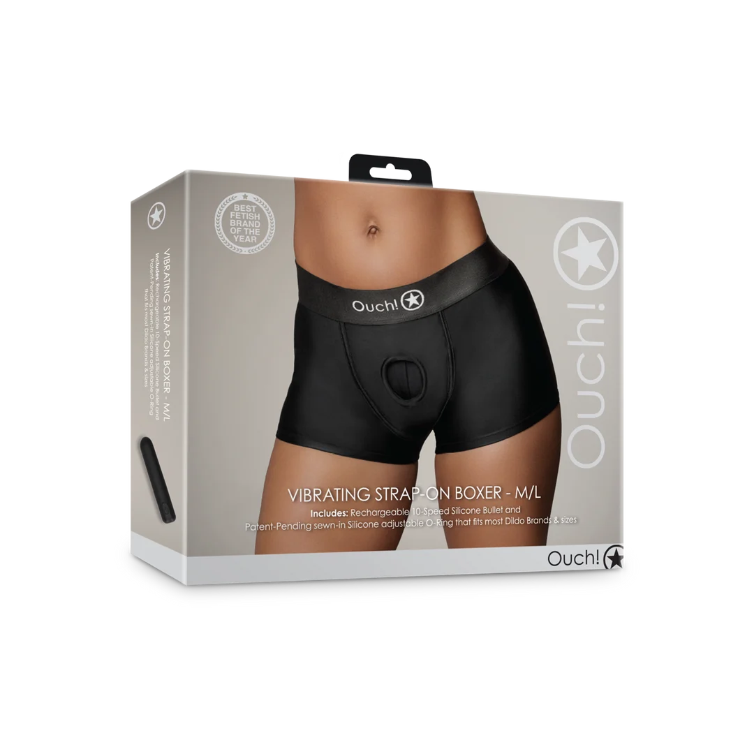 OU825BLKML1-2 Boxer vibrant pour strap on Ouch! by Shots – Image 1