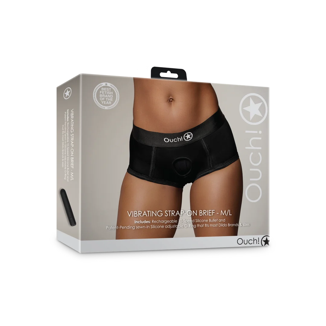 Bullet vibrant avec 10 modes – Boxer strap on vibrant Ouch! by Shots – Image 1