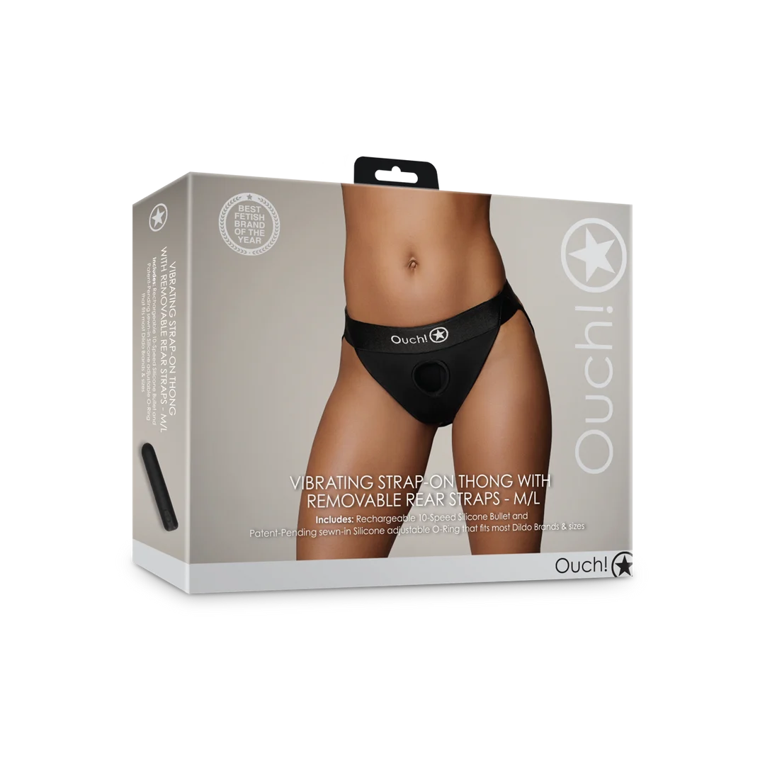 OU830BLKML1-2 Vibromasseur bullet à 10 modes – String porte gode Ouch! by Shots – Image 1