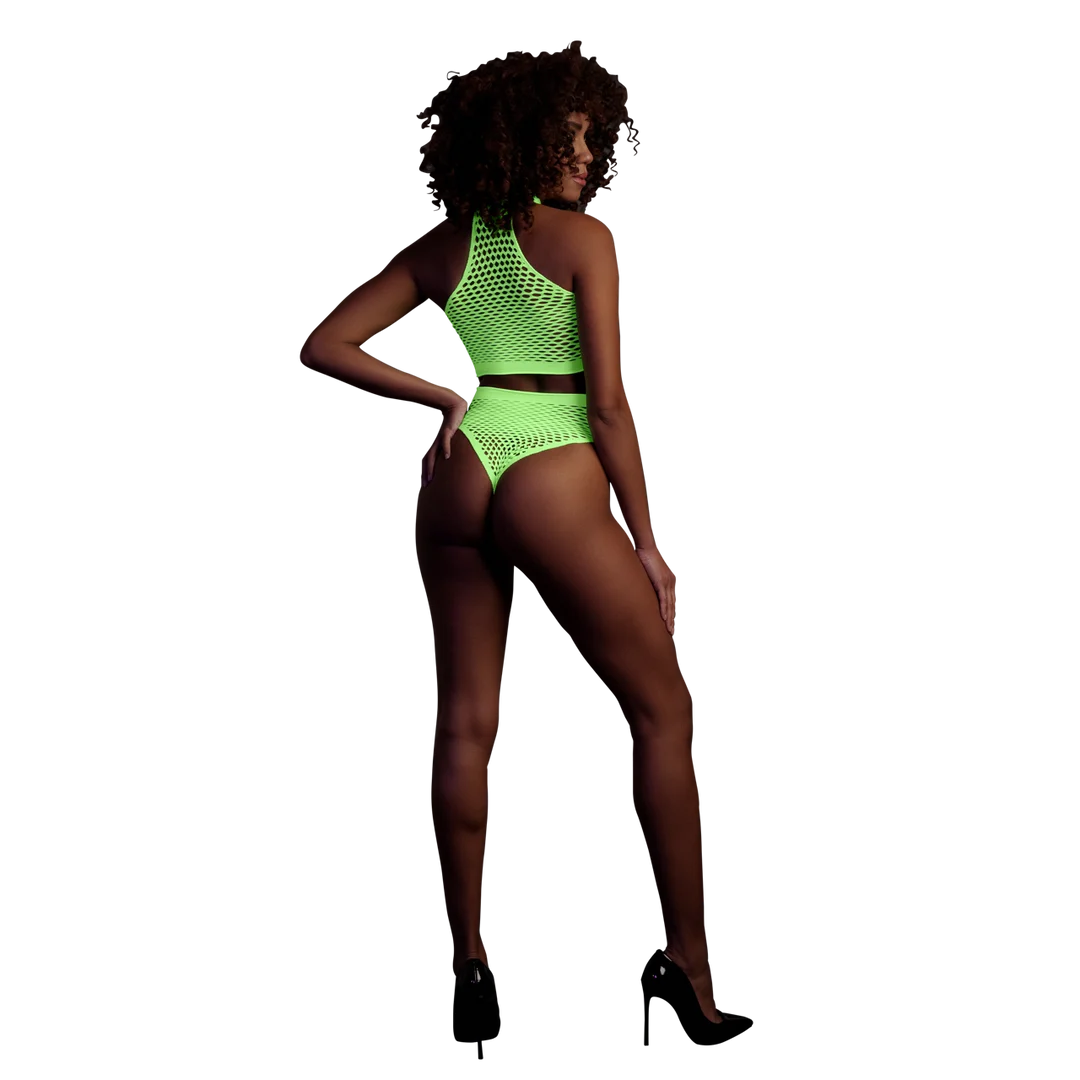 Ensemble vert fluo à col montant avec culotte – Image 2