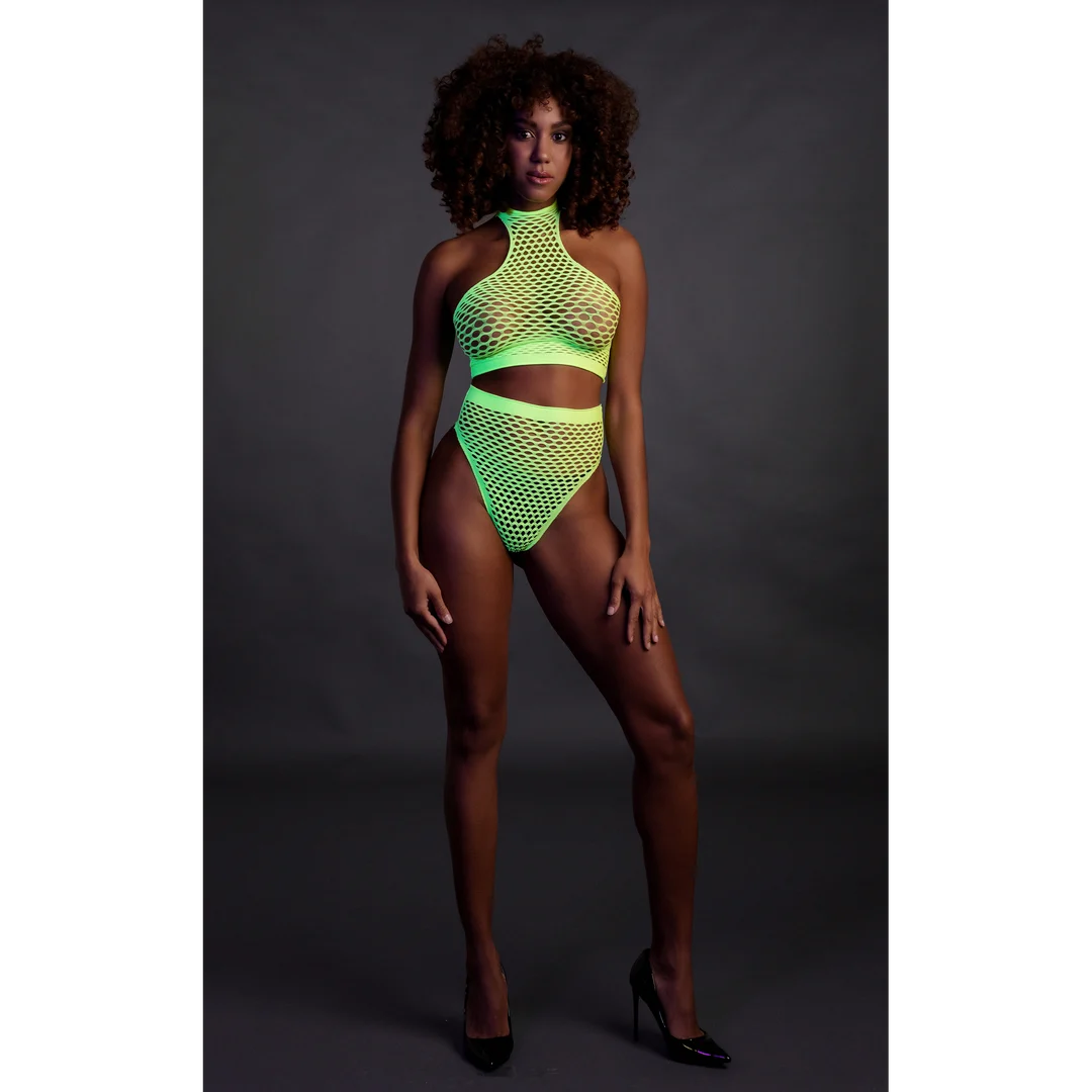 Ensemble vert fluo à col montant avec culotte – Image 3