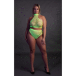 Ensemble vert fluo à col montant avec culotte – Image 9
