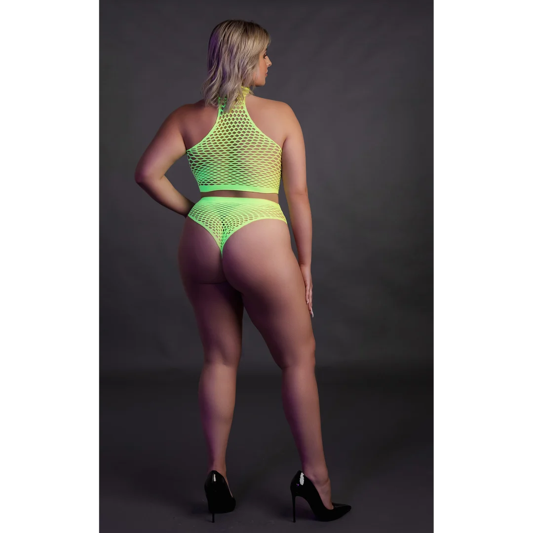 Ensemble vert fluo à col montant avec culotte – Image 10