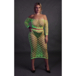 Crop top vert néon avec jupe longue – Image 9