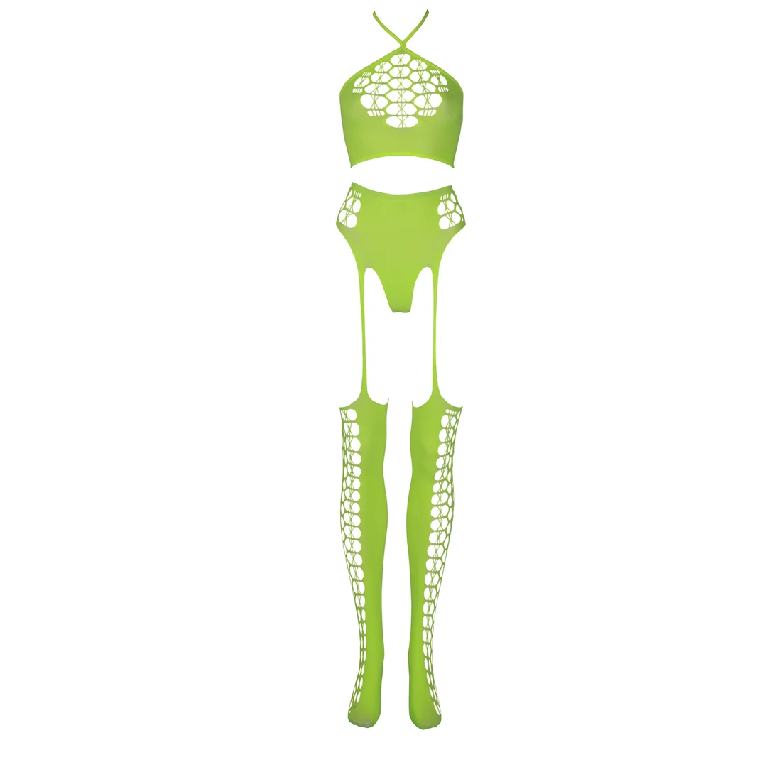 Ensemble vert fluo avec crop top et bas – Image 5