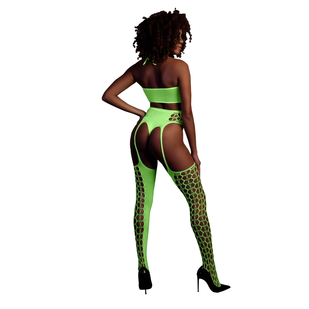 Ensemble vert fluo avec crop top et bas – Image 2