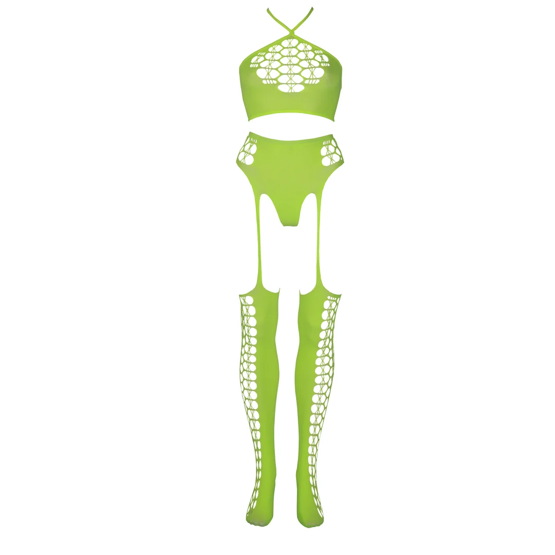Ensemble vert fluo avec crop top et bas – Image 11