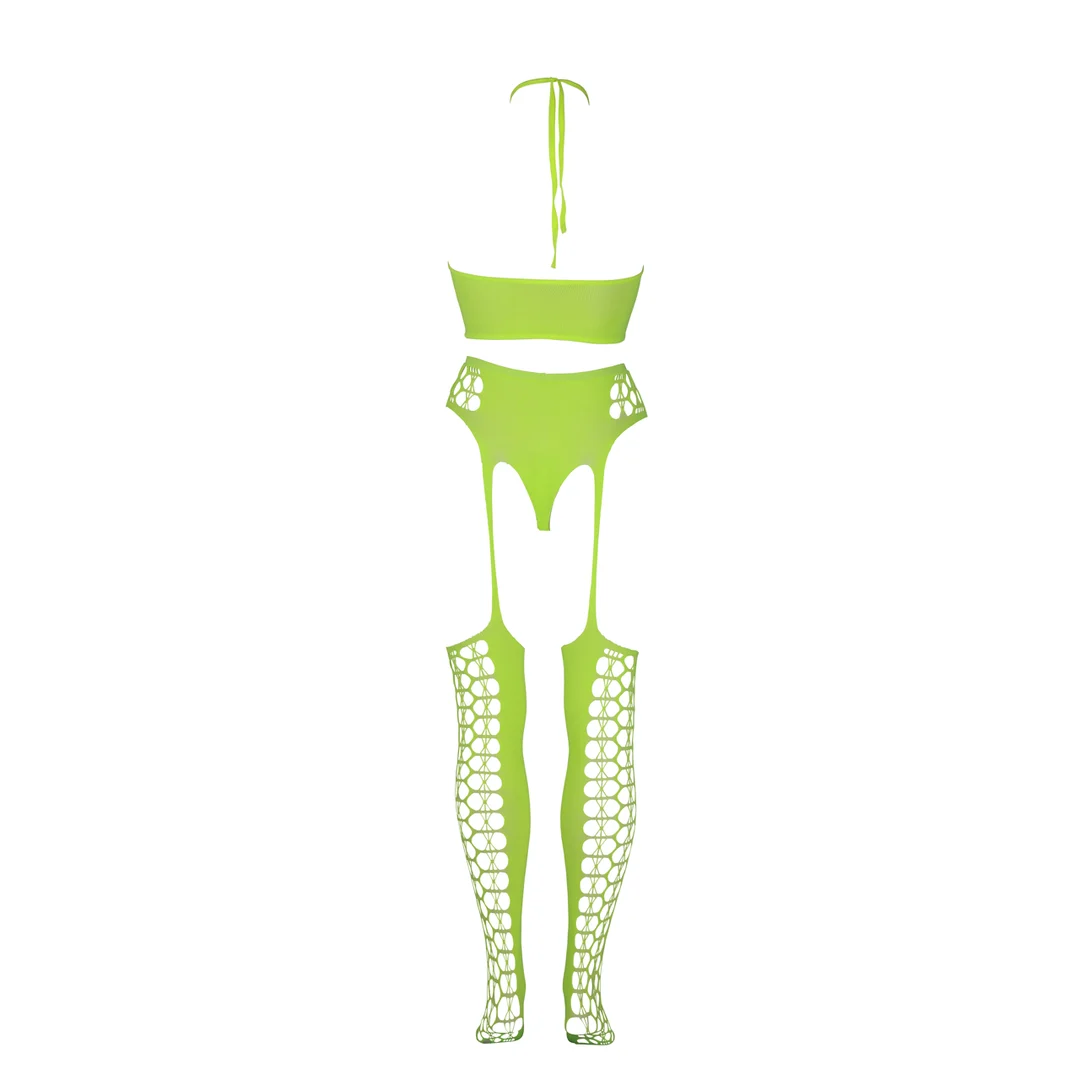 Ensemble vert fluo avec crop top et bas – Image 12