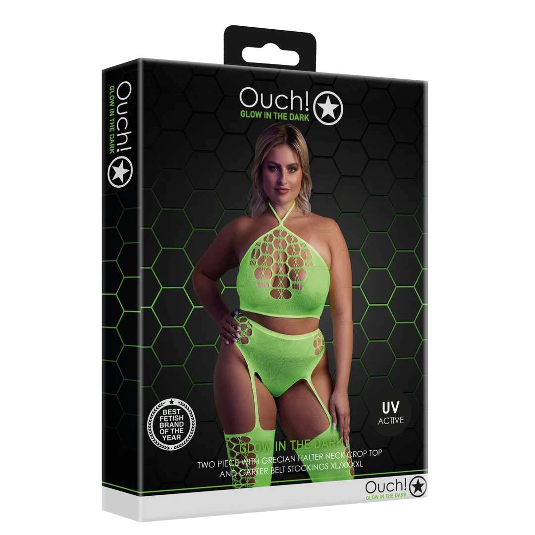 Ensemble vert fluo avec crop top et bas – Image 7