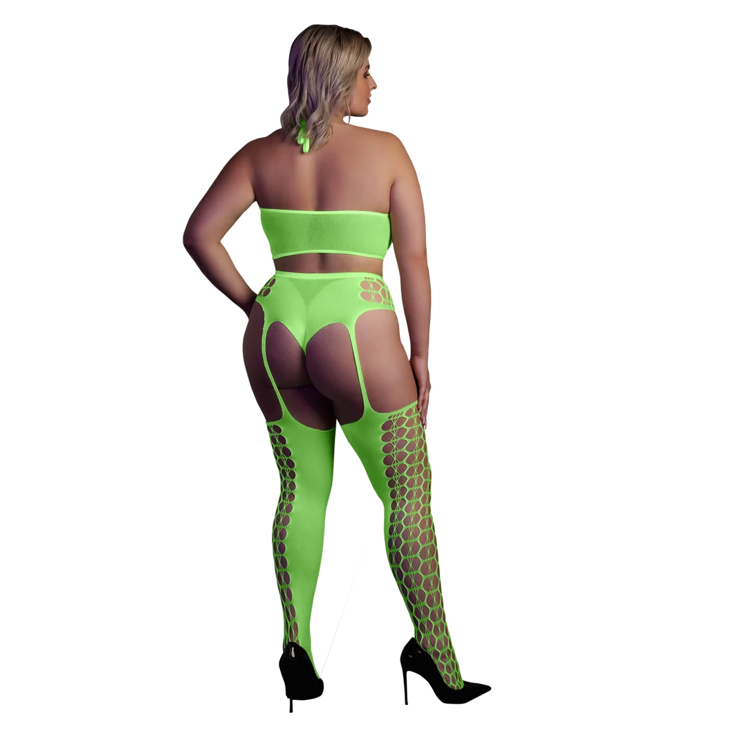 Ensemble vert fluo avec crop top et bas – Image 8