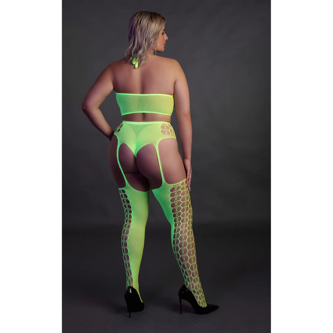 Ensemble vert fluo avec crop top et bas – Image 10