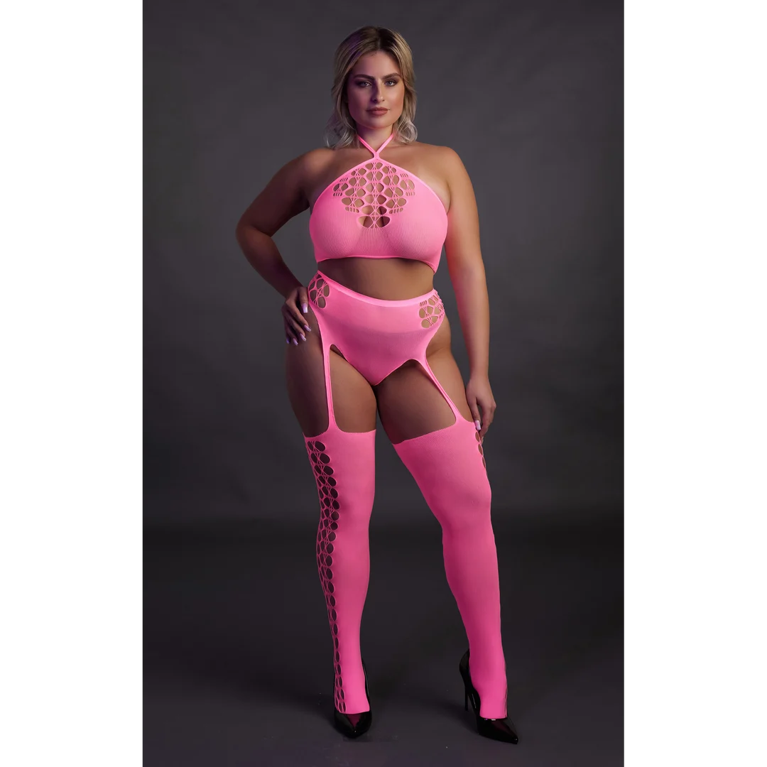 Ensemble vert fluo avec crop top et bas – Image 21