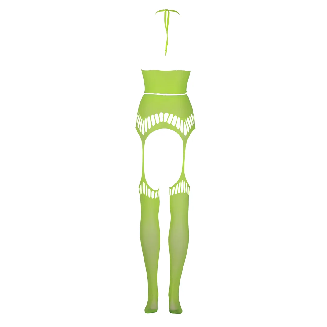 Ensemble vert fluo avec crop top et bas – Image 6