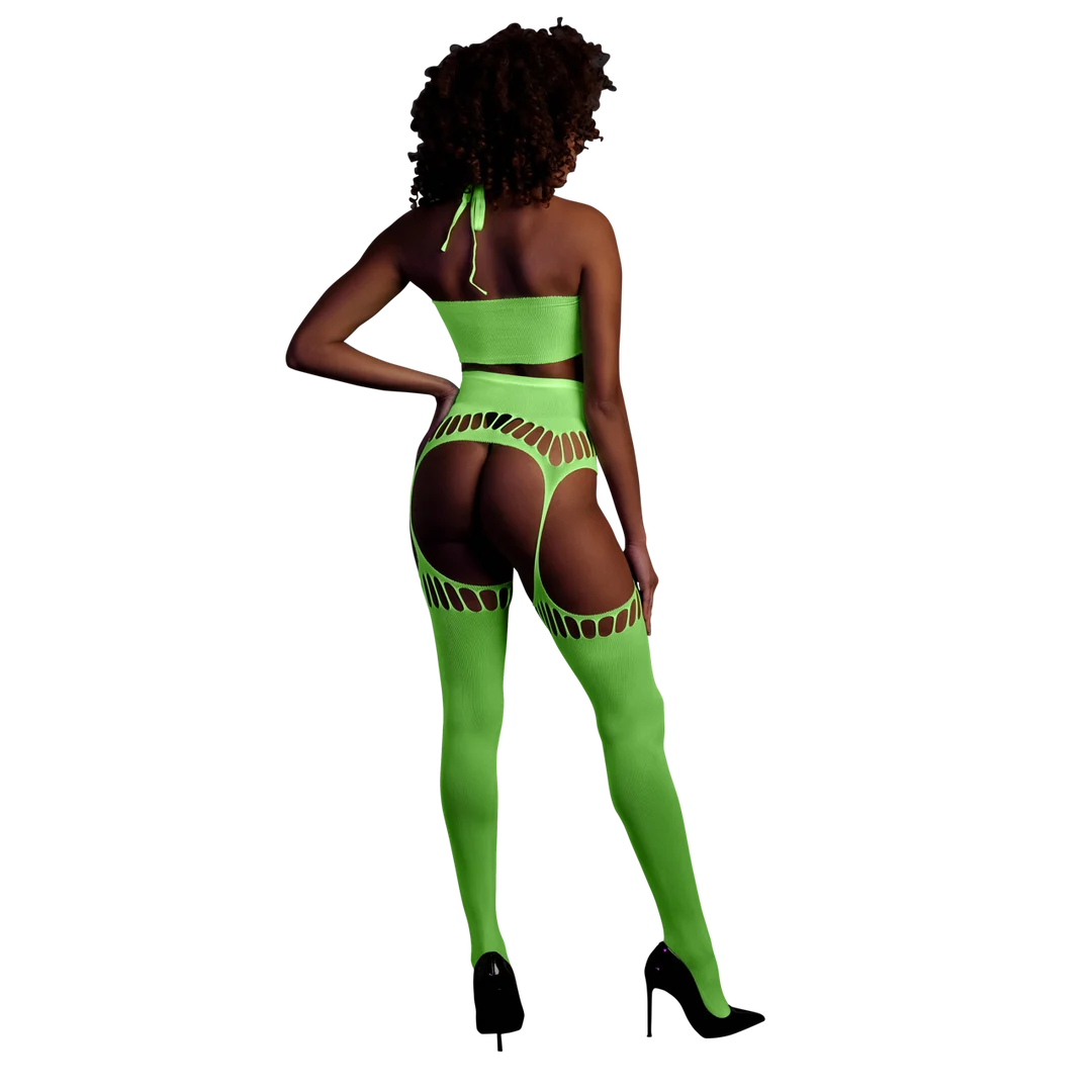 Ensemble vert fluo avec crop top et bas – Image 2