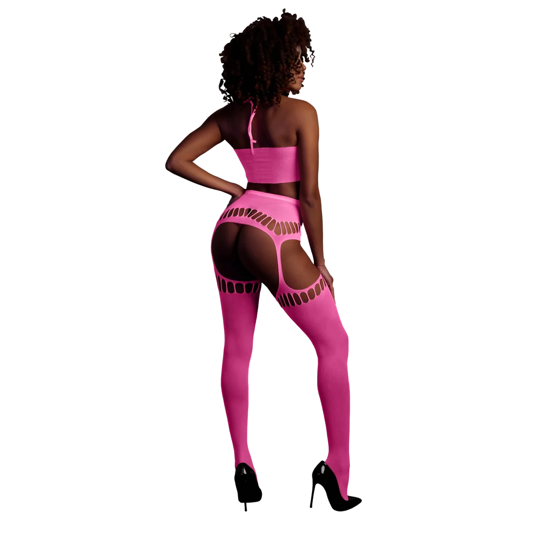 Ensemble vert fluo avec crop top et bas – Image 8