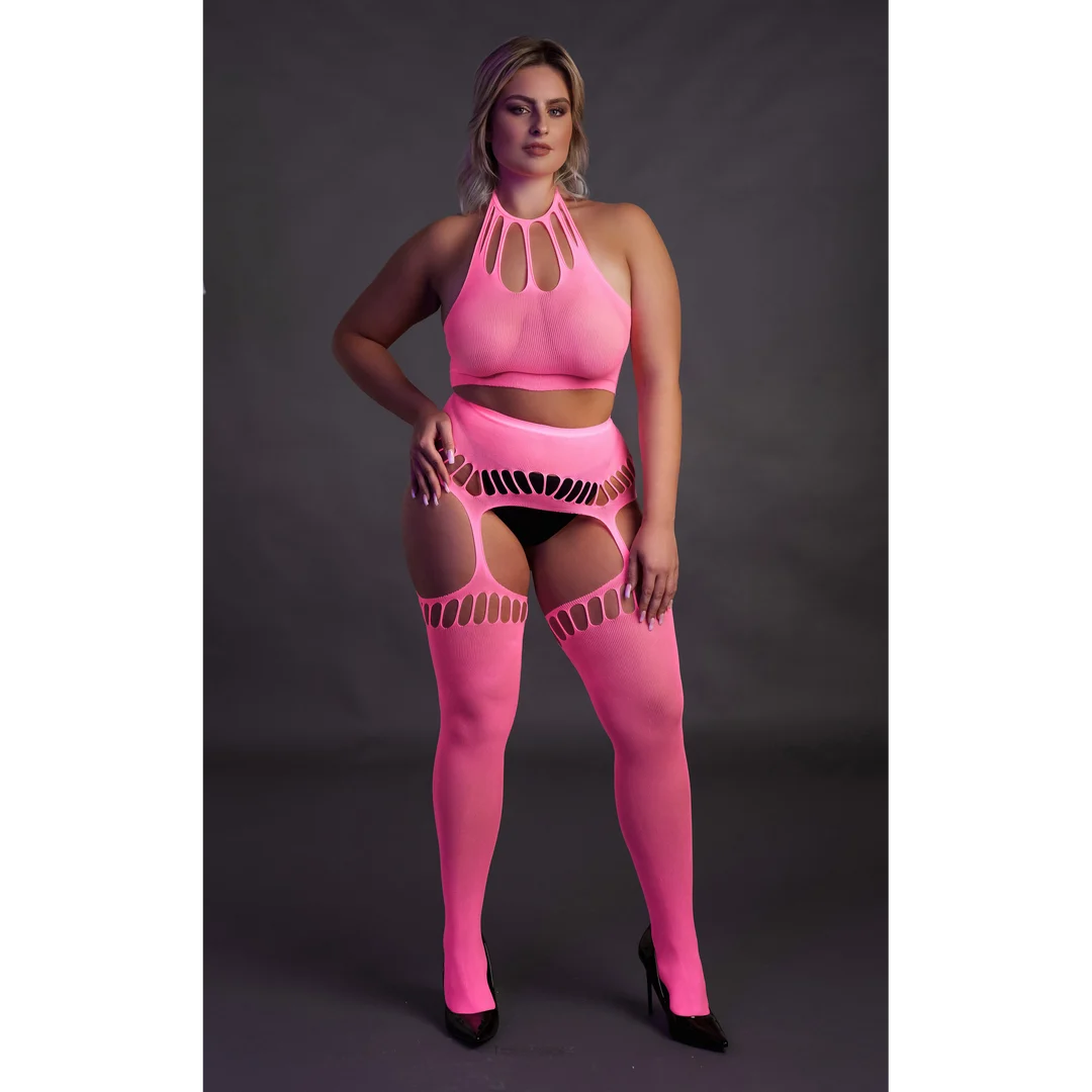 Ensemble vert fluo avec crop top et bas – Image 15