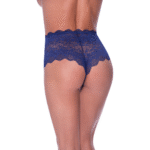 Shorty en dentelle à entrejambe ouvert S/M, bleu myrtille